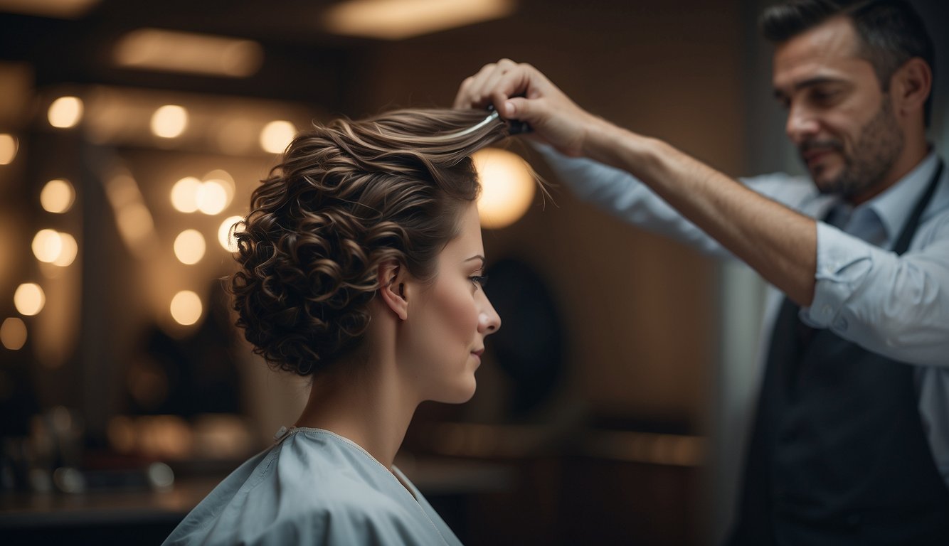 barber cutting a woman's hair